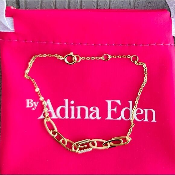 ADINA EDEN Paperclip safety pin pave bracelet NEW SOLD OUT - Picture 13 of 13